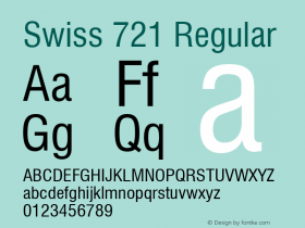 Swiss 721 Condensed Version 2.0-1.0 Font Sample