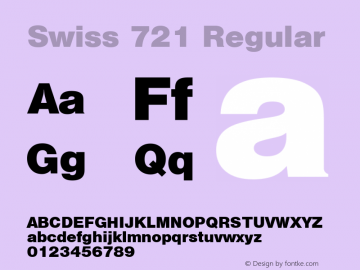 Swiss 721 Black No.2 Version 2.0-1.0 Font Sample