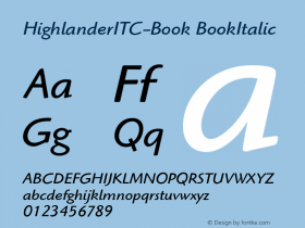 HighlanderITC-Book BookItalic Version 1.00图片样张