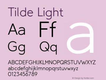 Tilde Light Regular Version 1.001;PS 001.001;hotconv 1.0.70;makeotf.lib2.5.58329图片样张