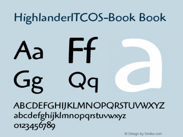 HighlanderITCOS-Book Book Version 1.00 Font Sample