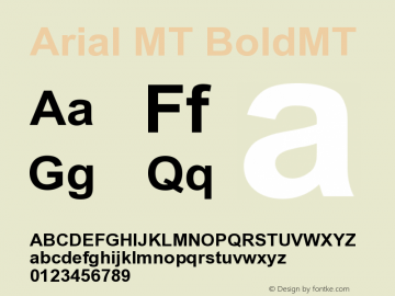 Arial MT Bold Version 001.001 Font Sample