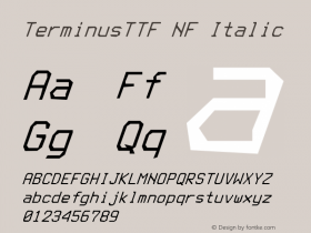 Terminus (TTF) Italic Nerd Font Complete Mono Windows Compatible Version 4.40.1;Nerd Fonts图片样张