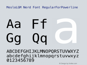Meslo LG M Regular for  Nerd Font Complete 1.210 Font Sample