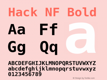 Hack Bold Nerd Font Complete Mono Windows Compatible Version 2.020; ttfautohint (v1.5) -l 4 -r 80 -G 350 -x 0 -H 260 -D latn -f latn -m 