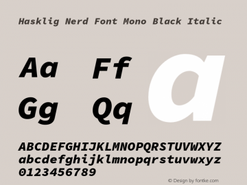Hasklig Black Italic Nerd Font Complete Mono Version 1.030;PS 1.0;hotconv 1.0.88;makeotf.lib2.5.647800图片样张