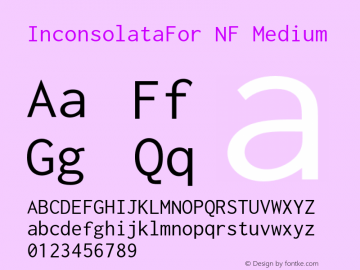 Inconsolata for  Nerd Font Complete Windows Compatible Version 001.010;Nerd Fonts Font Sample