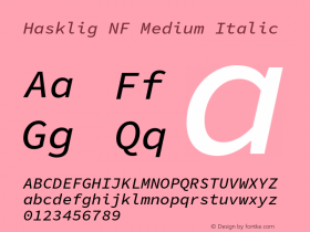 Hasklig Medium Italic Nerd Font Complete Mono Windows Compatible Version 1.030;PS 1.0;hotconv 1.0.88;makeotf.lib2.5.647800图片样张