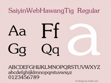 SaiyinWebHawangTig 4 Font Sample