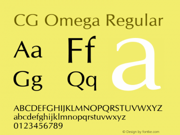 CG Omega Version 1.01 Font Sample