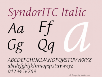 SyndorITC Italic Version 001.000 Font Sample