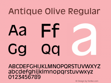 Antique Olive Version 1.01 Font Sample