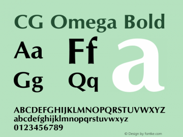 CG Omega Bold Version 1.01 Font Sample