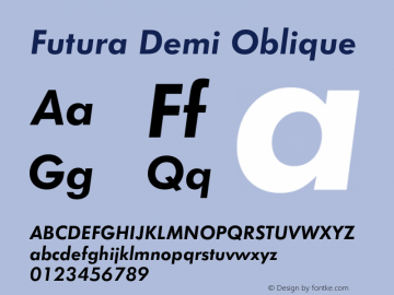 Futura-DemObl Version 1.000;PS 1.10;hotconv 1.0.38 Font Sample