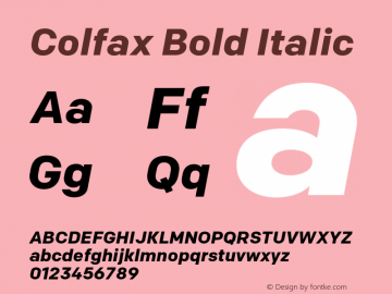 Colfax-BoldItalic Version 1.000图片样张