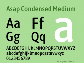 Asap Condensed Medium Version 1.008; ttfautohint (v1.6) Font Sample