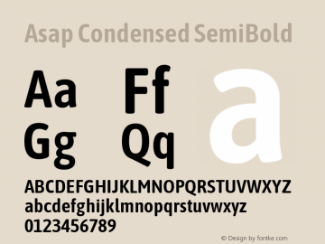 Asap Condensed SemiBold Version 1.008; ttfautohint (v1.6) Font Sample