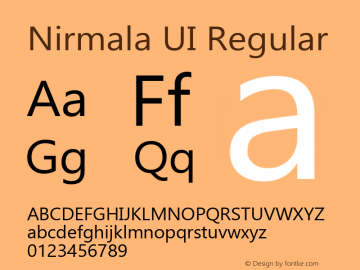 Nirmala UI Version 0.83 Font Sample