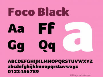 Foco Black Version 1.02 Font Sample
