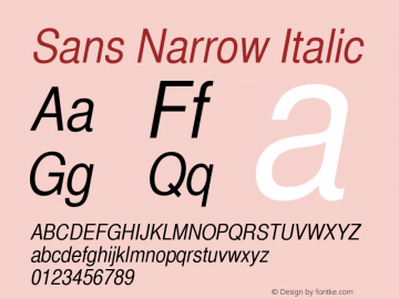 Sans Narrow Italic 001.005图片样张