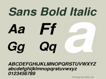 Sans Bold Italic 001.005 Font Sample