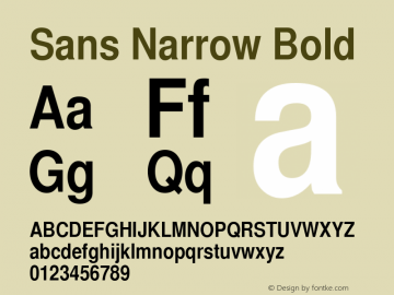 Sans Narrow Bold 001.005 Font Sample