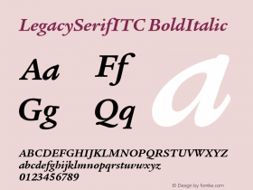 LegacySerifITC BoldItalic Version 1.00 Font Sample