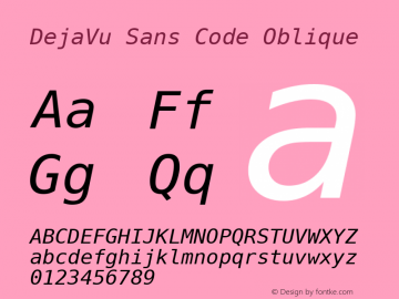 DejaVu Sans Code Oblique Version 1.2.2 Font Sample