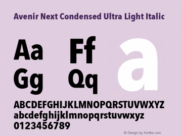 Avenir Next Condensed Ultra Light Italic 13.0d1e10图片样张