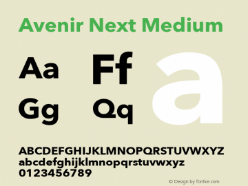 Avenir Next Medium 13.0d1e10 Font Sample