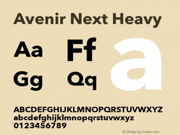 Avenir Next Heavy 13.0d1e10 Font Sample