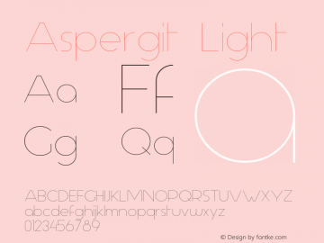 Aspergit Light Version 1.001 2013 Font Sample