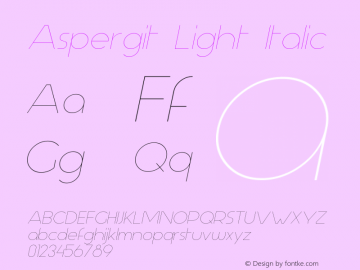 Aspergit Light Italic Version 1.001 2013图片样张
