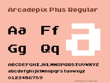 Arcadepix Plus Regular Version 1.0 Font Sample