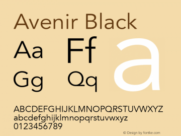 Avenir Black 13.0d3e1 Font Sample