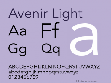 Avenir Light 13.0d3e1 Font Sample