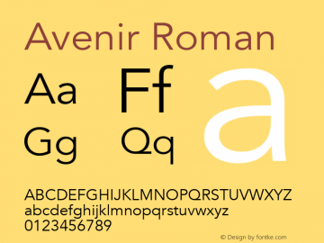 Avenir Roman 13.0d3e1 Font Sample