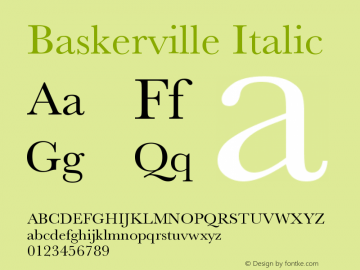 Baskerville Italic 13.0d1e10 Font Sample