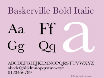Baskerville Bold Italic 13.0d1e10 Font Sample