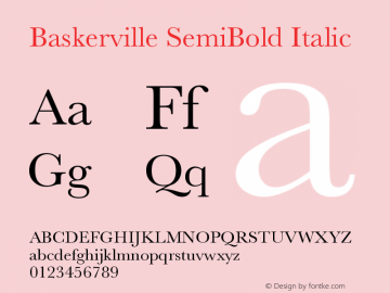 Baskerville SemiBold Italic 13.0d1e10 Font Sample