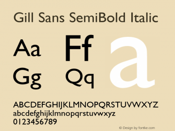 Gill Sans SemiBold Italic 13.0d1e4图片样张
