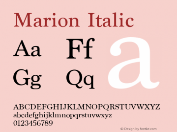 Marion Italic 13.0d1e2 Font Sample
