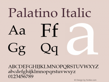 Palatino Italic 13.0d1e2 Font Sample
