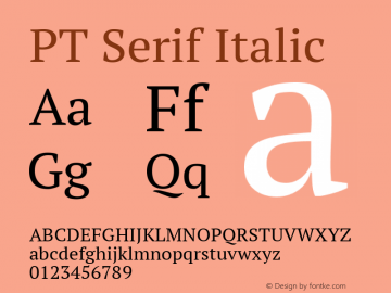 PT Serif Italic 13.0d2e1 Font Sample