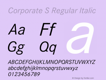 CorporateS-Italic Version 1.000;PS 1.10;hotconv 1.0.38图片样张