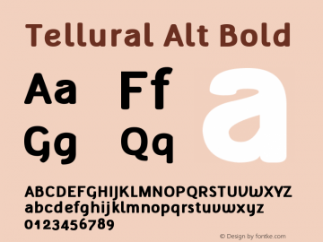 Tellural Alt Bold Version 1.00 April 20, 2012, initial release图片样张