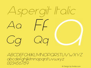 Aspergit Italic Version 1.001 2013 Font Sample