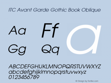 ITC Avant Garde Gothic Book Oblique 19: 11671: 1999图片样张
