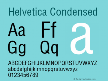 Helvetica Condensed Macromedia Fontographer 4.1.5 6/22/01 Font Sample