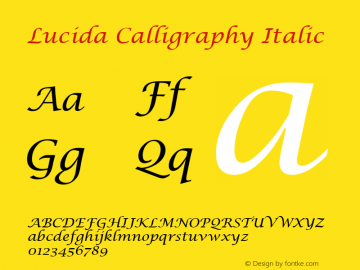 Lucida Calligraphy Italic Version 1.69 Font Sample